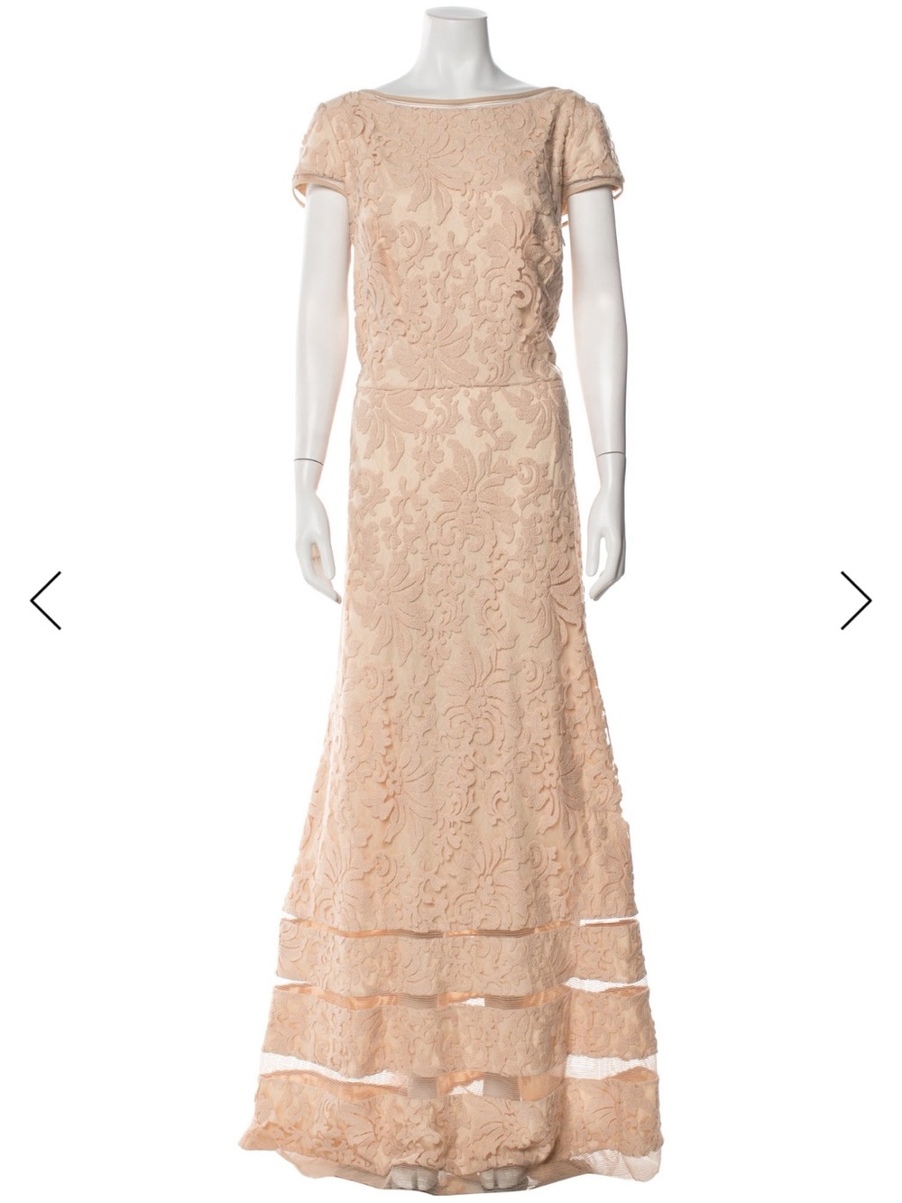Tadashi Shoji Blush Lace Short-Sleeve Maxi Dress